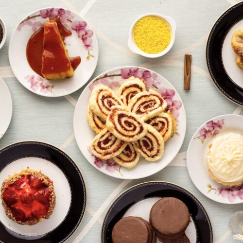 Variety of Baked and Dessert Foods on Plates