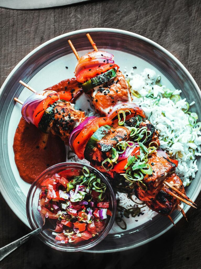 Cooked Food in Stainless Steel Plate