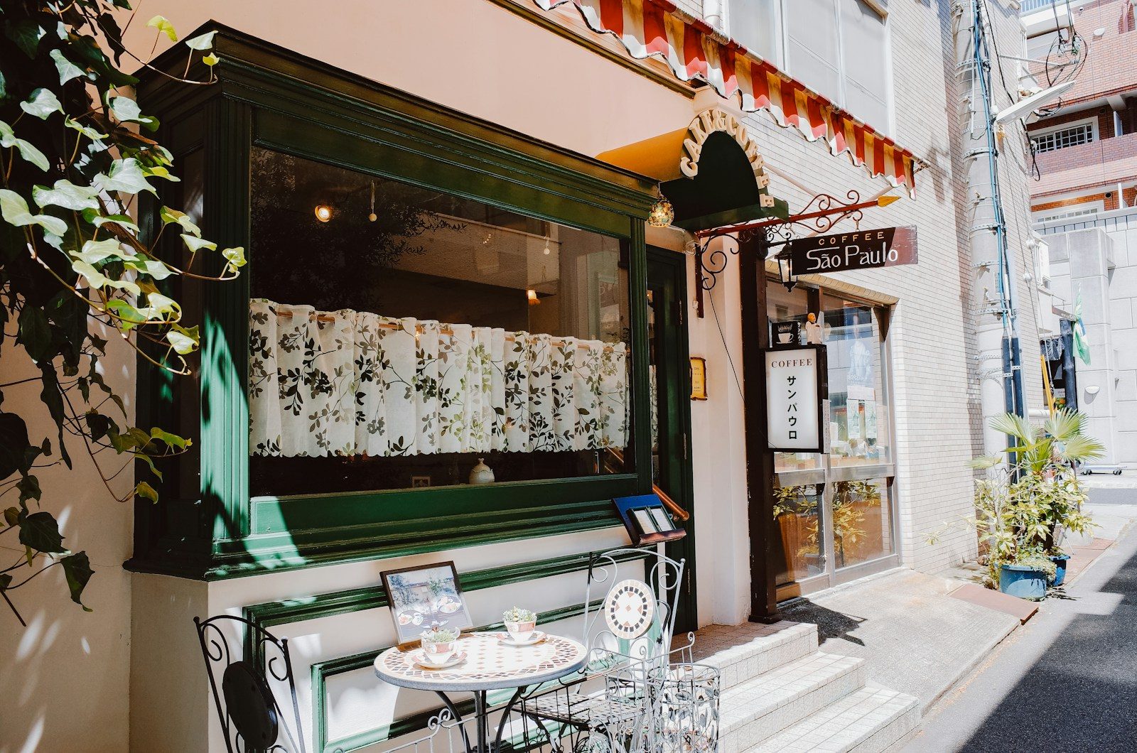 Charming storefront with outdoor seating area